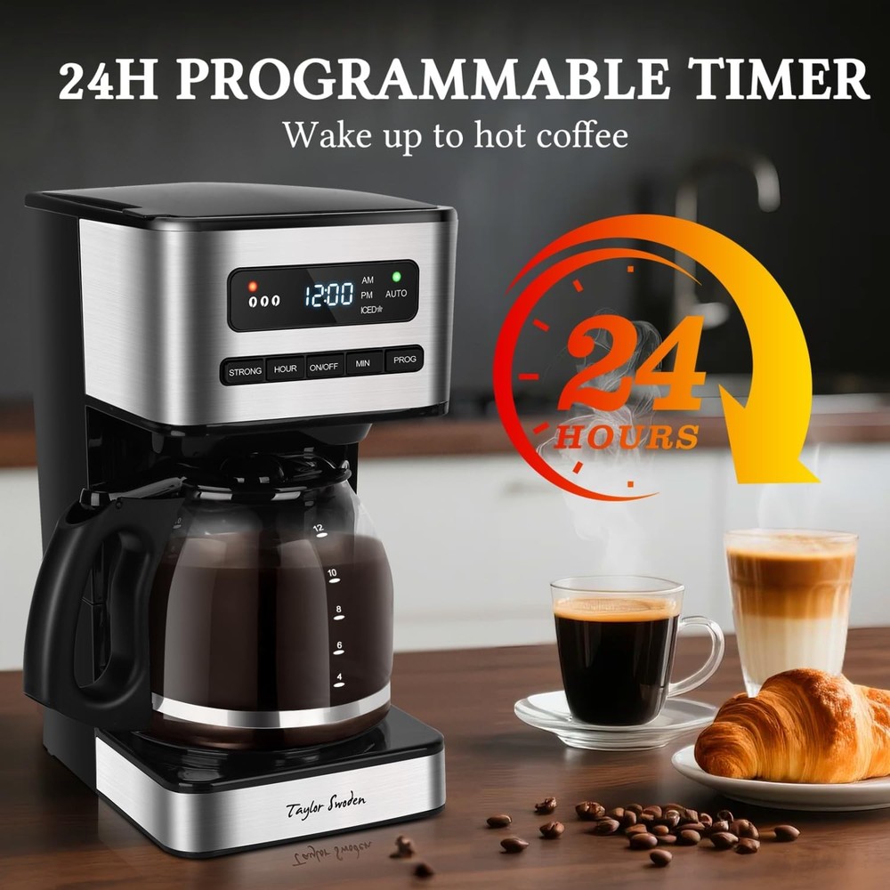 Programmable Coffee Makers 12 Cup, Hot and Iced Coffee Maker, 4 Brew Strength, L