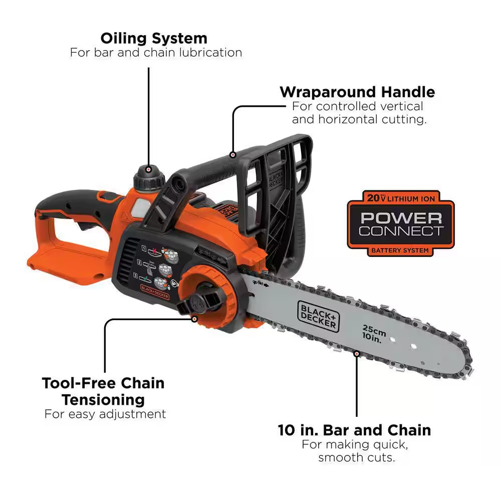 20V MAX 10In. Battery Powered Chainsaw, Tool Only