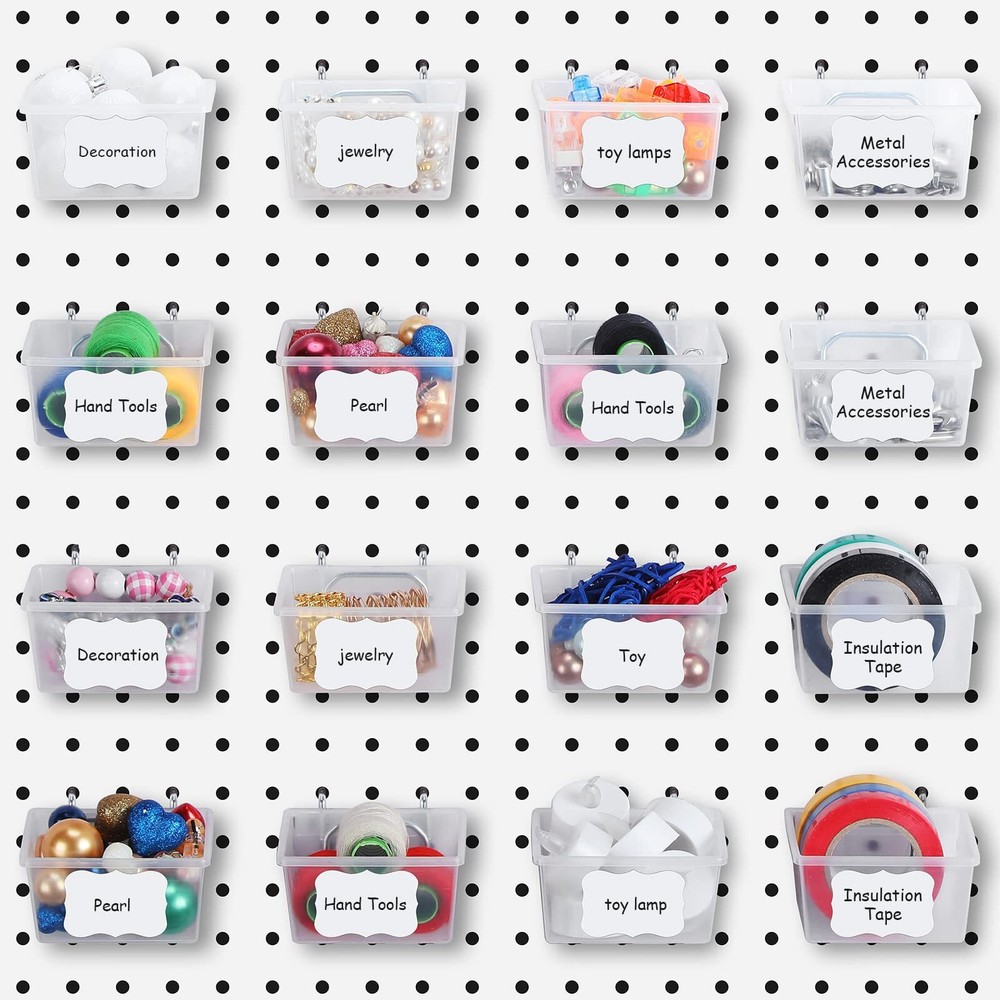 Clear Peg Board Bins and Baskets Pegboard Organizer Accessories with Hooks