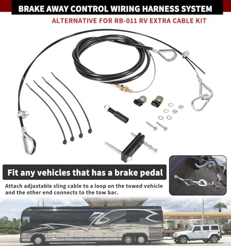 RV Brake Systems for Flat Towing, Ready Break Extra Cable Black Cables Kit