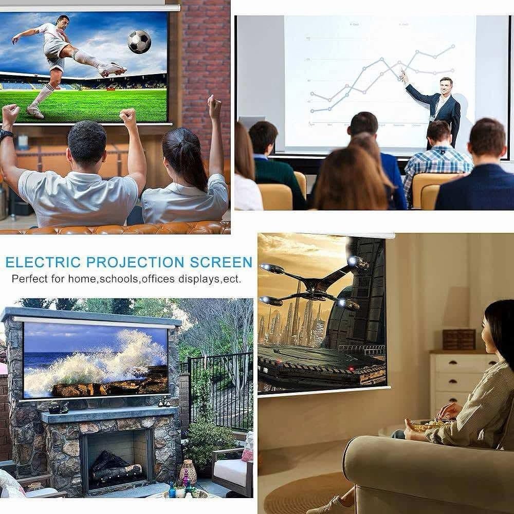 120" Motorized Projector Screen Electric Diagonal Automatic Projection 4:3 HD Mo