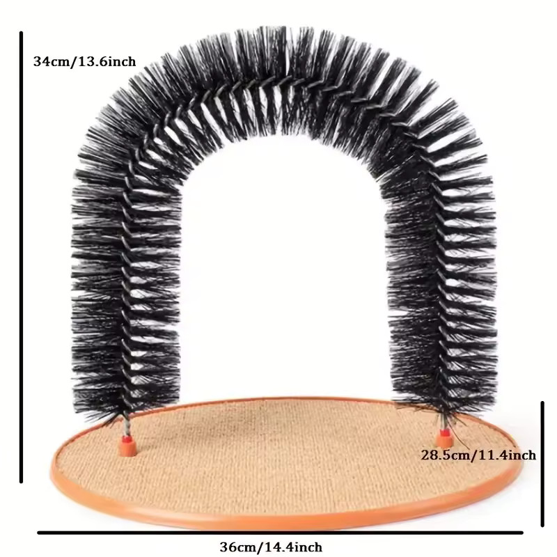 Cat Self Grooming Arch Brush w/ Scratching Pad Interactive Toy