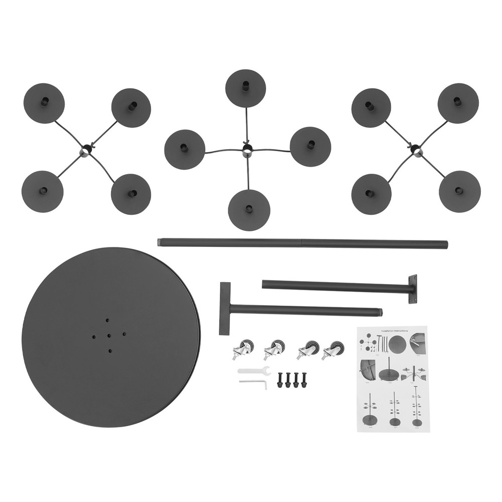 12-Head Adjustable Wig Display Stand with Lockable Wheels - Modern Iron Design