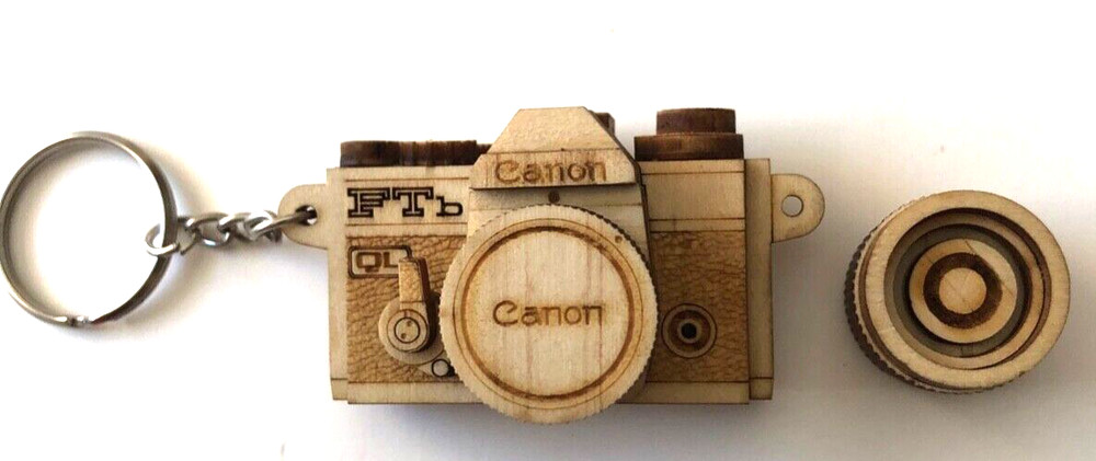 Wooden Miniature Model Canon FTb Keychain Camera
