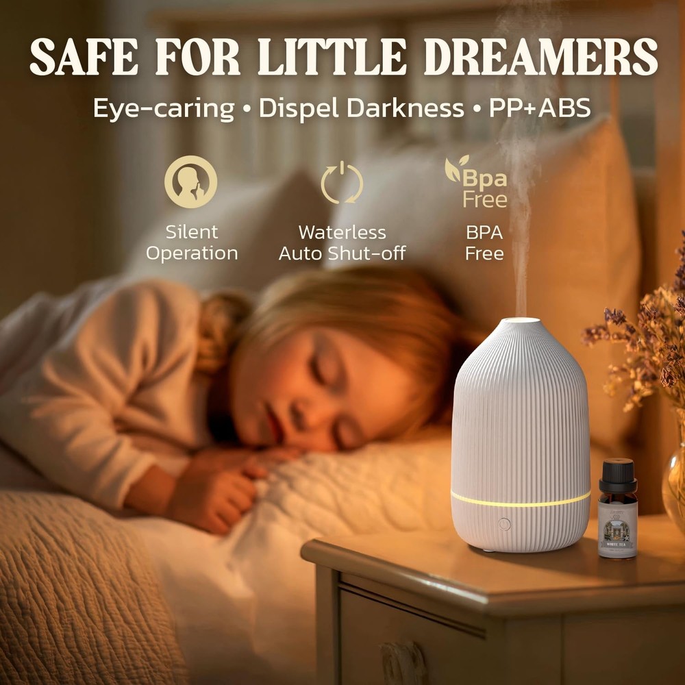 Essential Oil Diffuser, 100ml Aromatherapy Mini Ultrasonic White