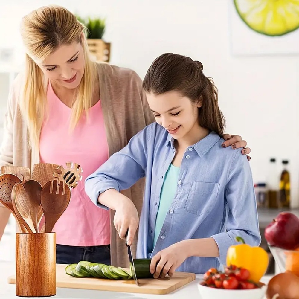 Wooden Kitchen Utensil Set - Natural Cooking Tools