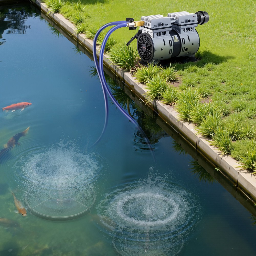 VEVOR 5.2CFM Aeration System for Ponds up to 3 Acre 3/4HP Compressor 2 Diffusers