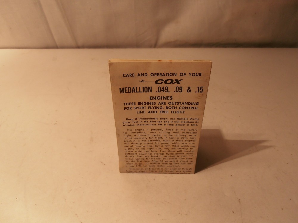 Cox Medallion 049, .15, 09 Manual