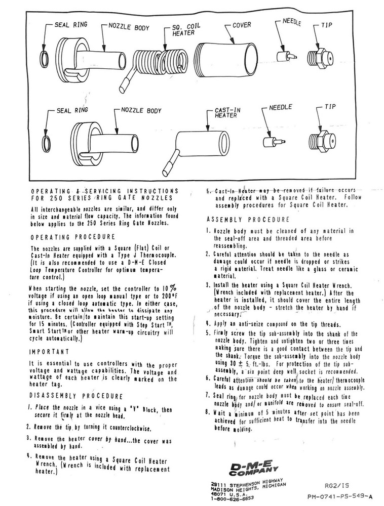 DME EHT0003 250 Series Standard Ring Gate Nozzle