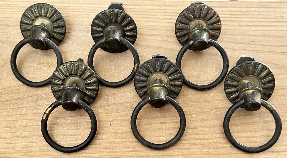 #1661- ONE (1) Antique Original Spool Sewing Cabinet Victorian Drop Ring Pull