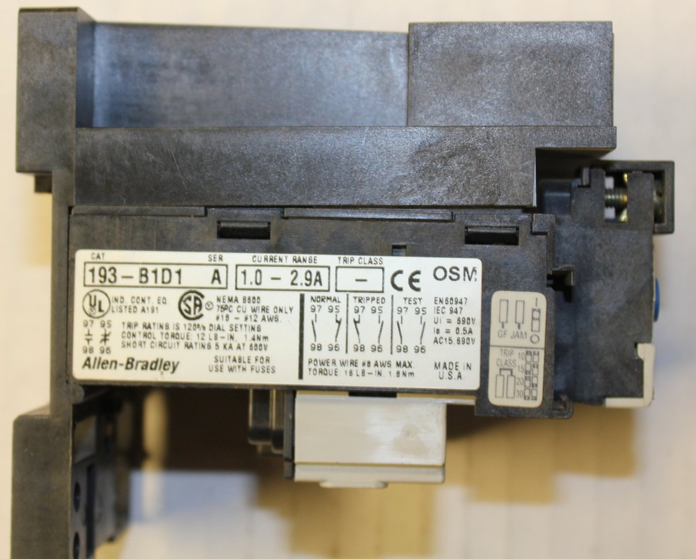 Allen Bradley Overload Relay 193-B1D1