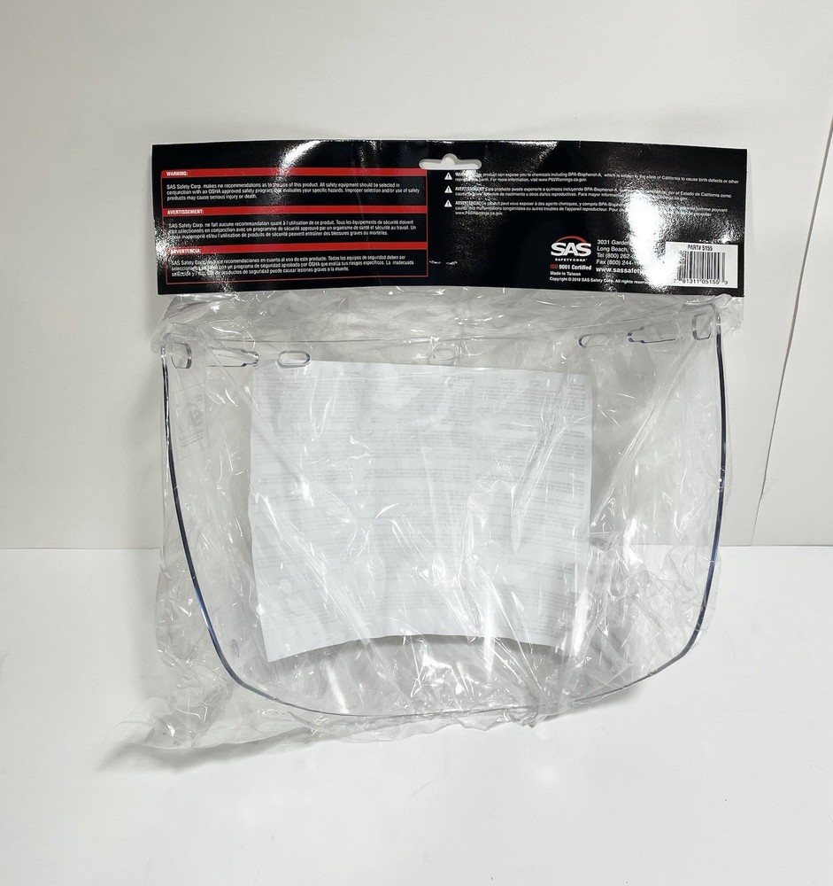 SAS Safety 5155 Replacement Clear Lens Faceshield for Deluxe Face Shield 5145