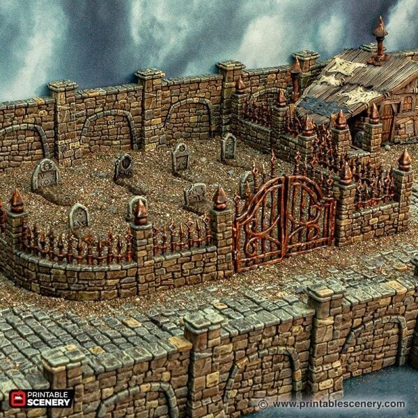OpenLock Graveyard Corpses, Crypts 3D Printed Tabletop Terrain DND (32mm)