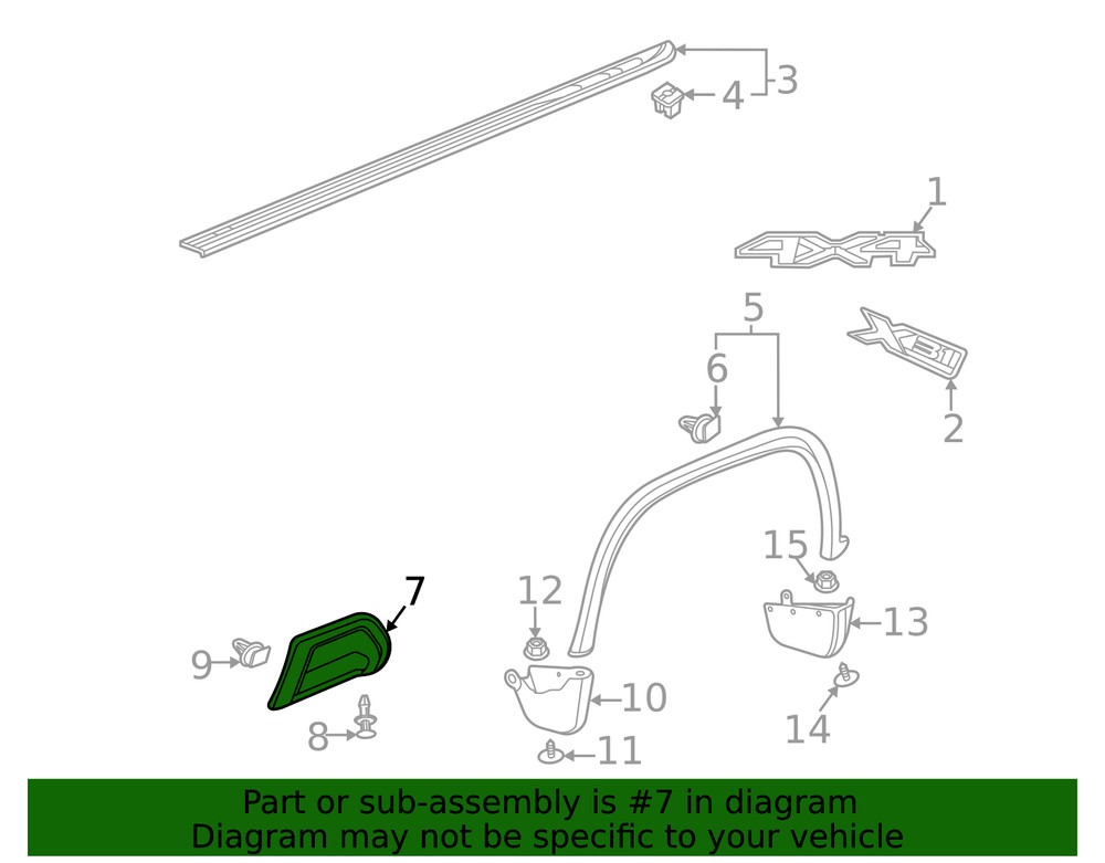Genuine GM Black Passenger Side Pickup Box Outer Panel Front Step Bezel 84721917