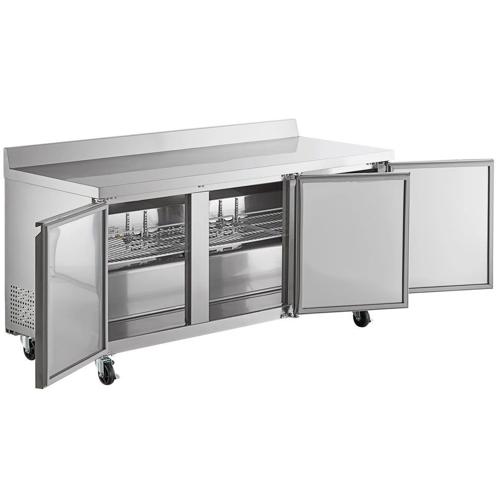 72" Three Door Worktop Refrigerator with 3 1/2" Backsplash