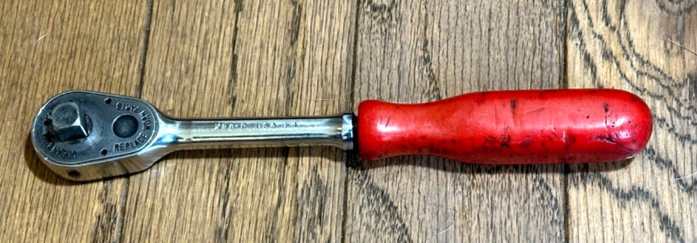 🇺🇸 MAC Tools USA 3/8" DR Ratchet RED Socket Wrench Pear Fixed Head 8" Long