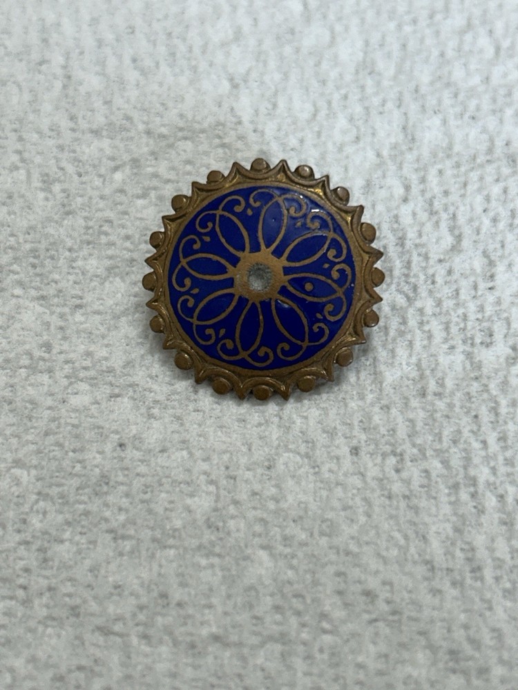 Antique Victorian Enamel Button 1” Diameter