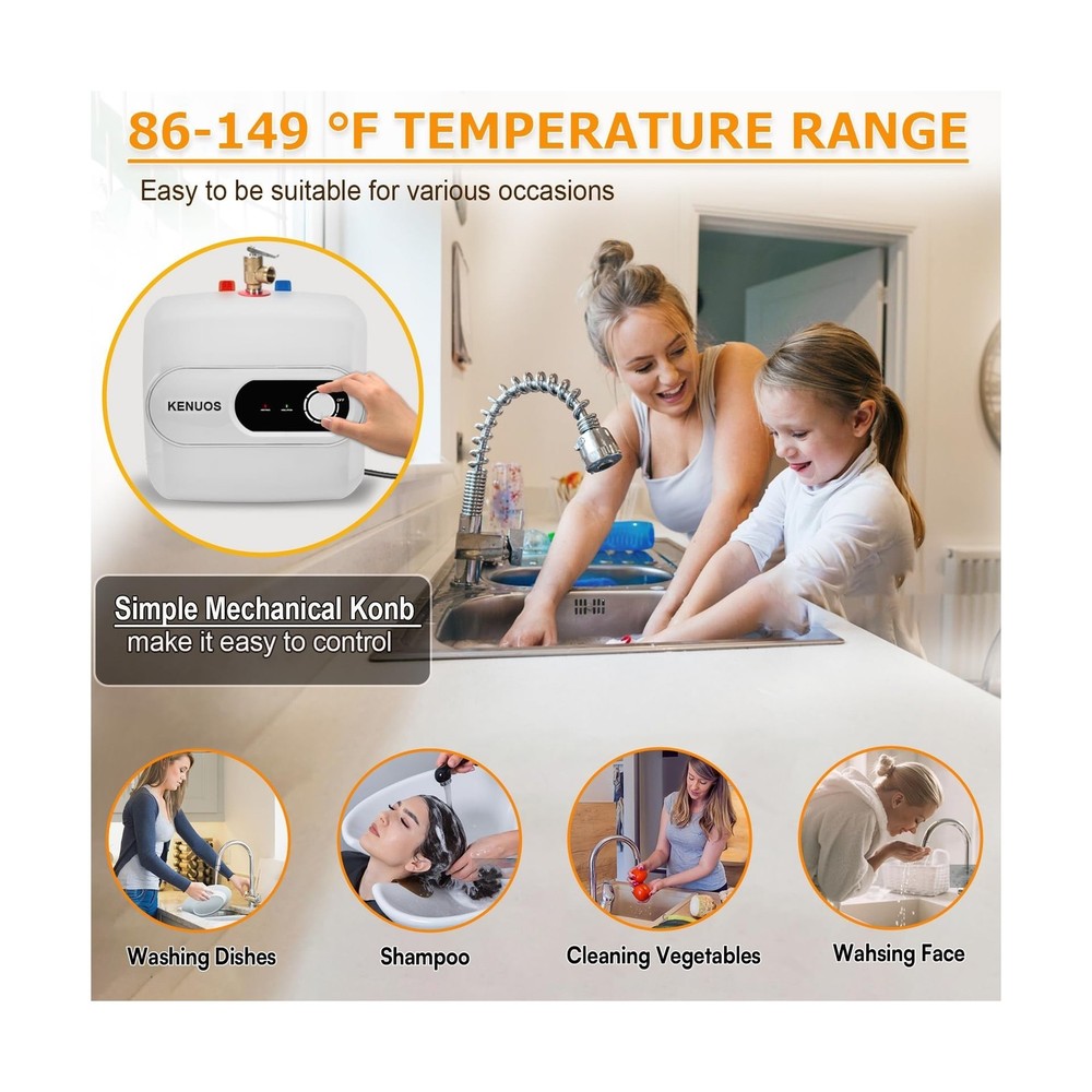 4 Gallon Water Heater Under Sink Instant Hot Water Heaters 1500W 110V 120V Mi...