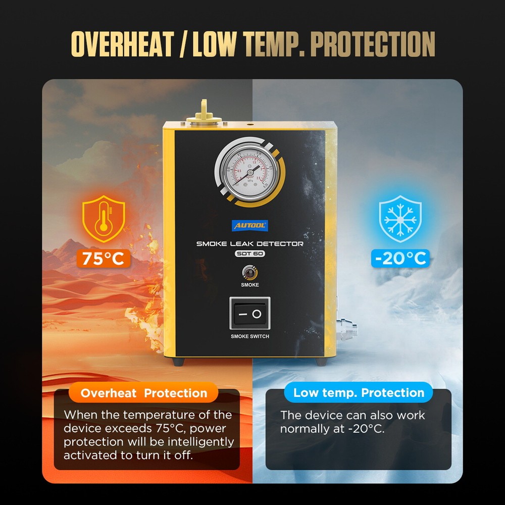 AUTOOL SDT60 EVAP Smoke Machine Leak Detector Auto Pipe Leakage Diagnostic Tool