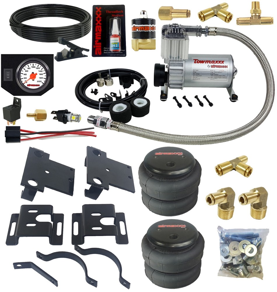 Air Helper Spring Load Level Kit Bolt On White Gauge Fits Silverado 2500 2001-10