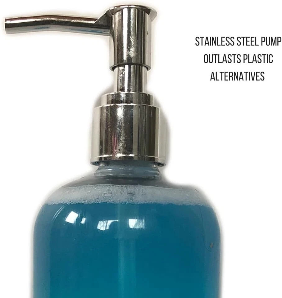 Clear Soap Dispenser with Rust Proof Pump, (3 Pack, 16 Oz) Plastic Hand
