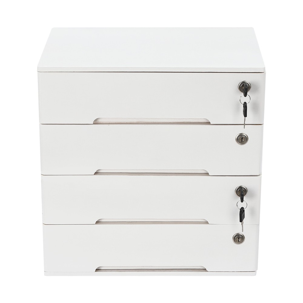 Desktop Storage Box 4-layer with Lockable Drawers Office Supplies File Organizer