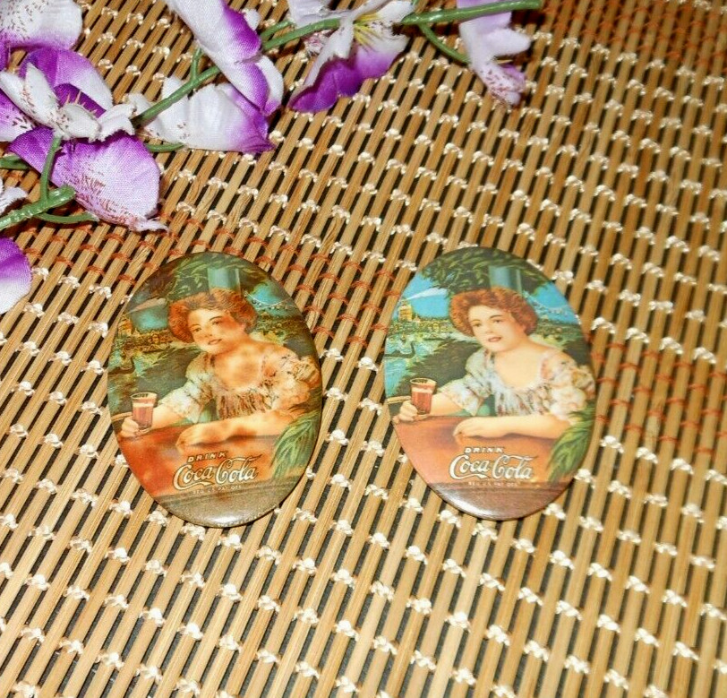 2 Vintage Coca Cola Oval Mirrors