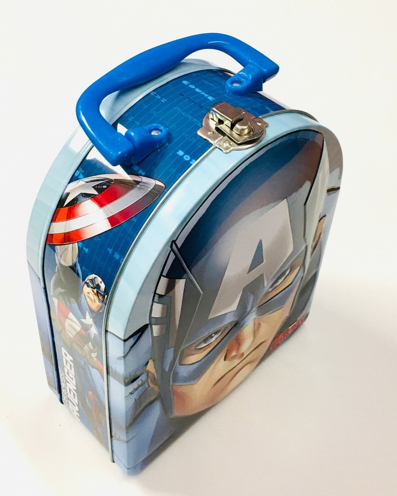 Captain America - Tin Lunch Box - Marvel - Head Shape - 2015 - SEE DESCRIPTION