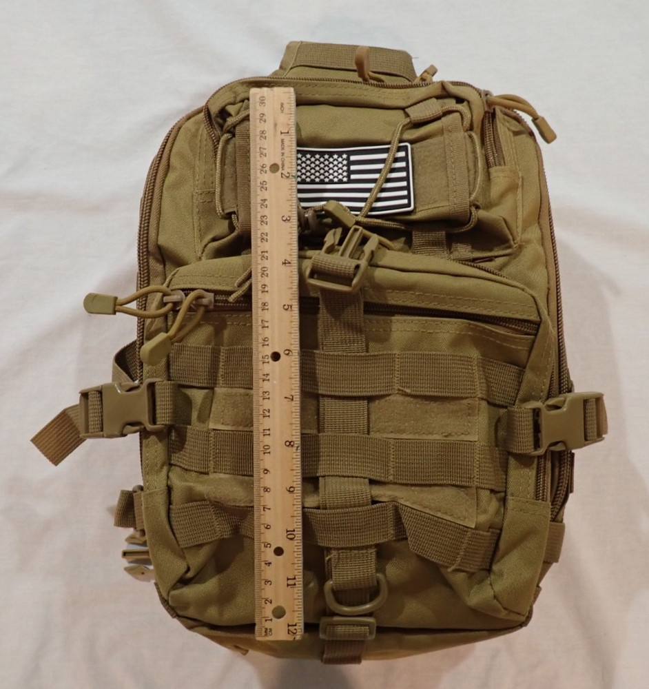Tactical Sling Bag Military Style Single Shoulder Sling Pack Tan EUC