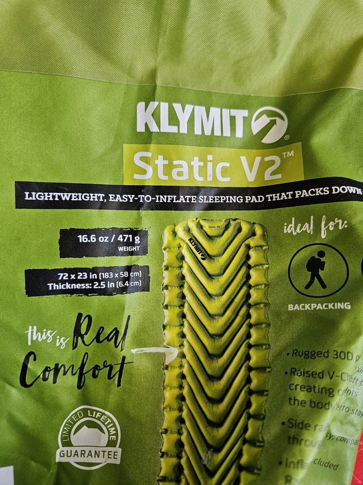 Klymit Static V2 Pad Sleeping Mat Green New