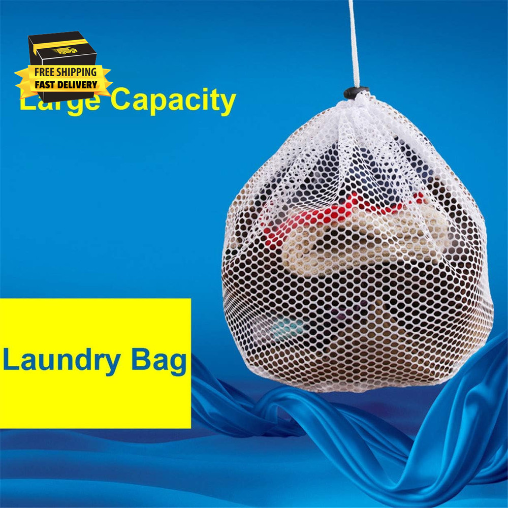 Premium Fine Mesh Laundry Bag - Sturdy White Mesh Material with Drawstring Closu