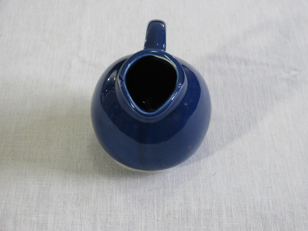 Vtg Ceramic Tilted Ball Creamer, Cobalt Blue, Unmarked