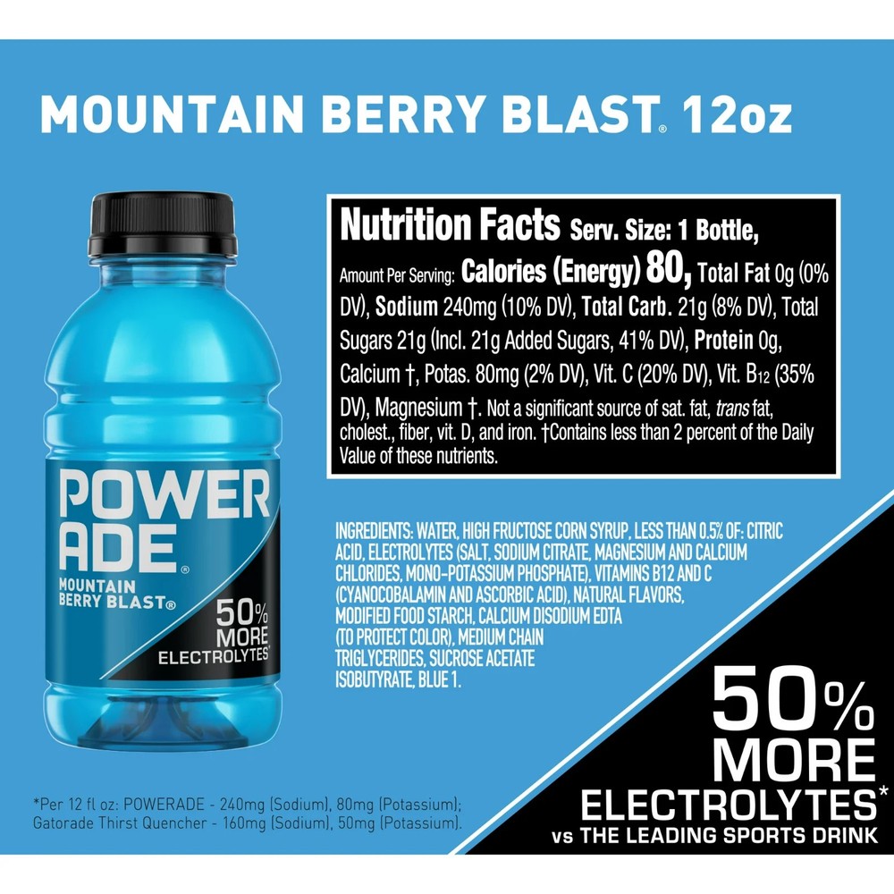 POWERADE Mountain Berry blast Bottles 12 fl oz 8p pack....