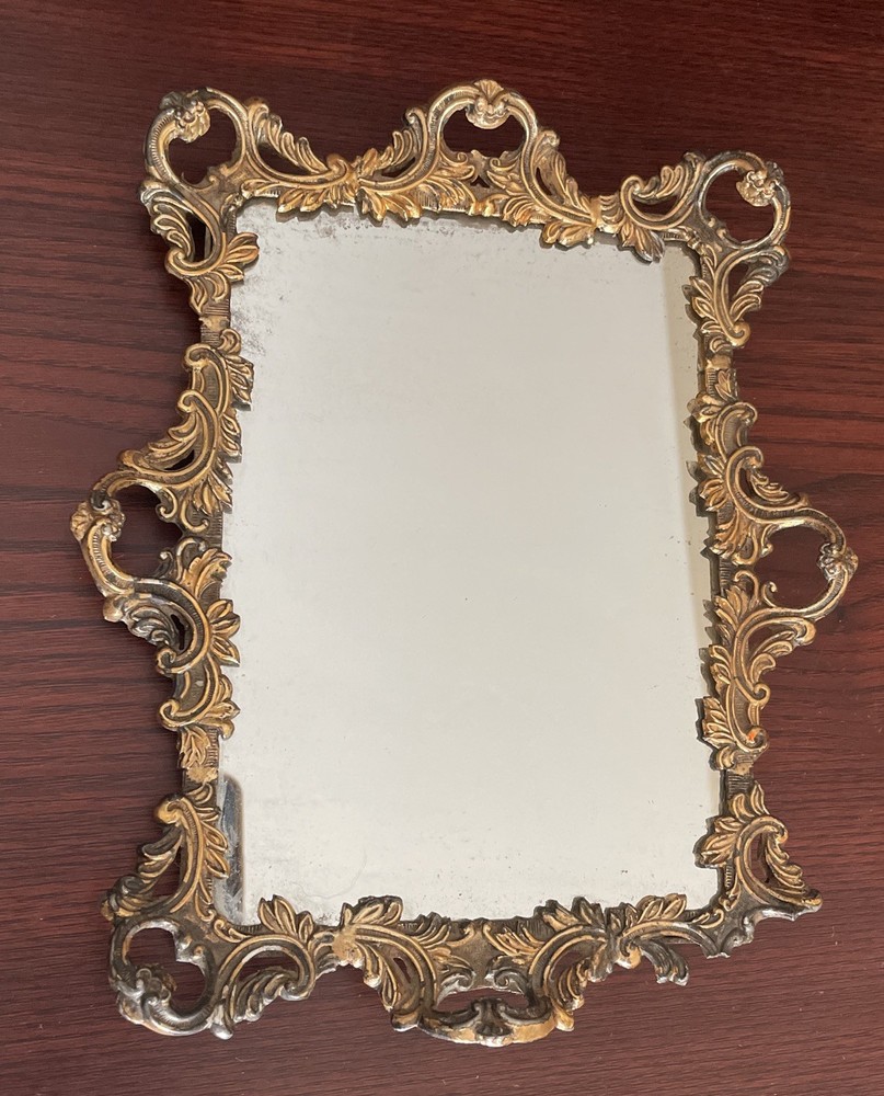 Gold Metal Ornate Framed Table Mirror