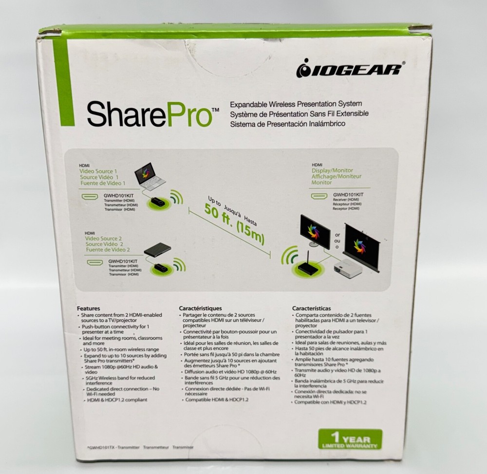 IOGEAR SharePro Expandable Wireless Presentation System GWHD101KIT