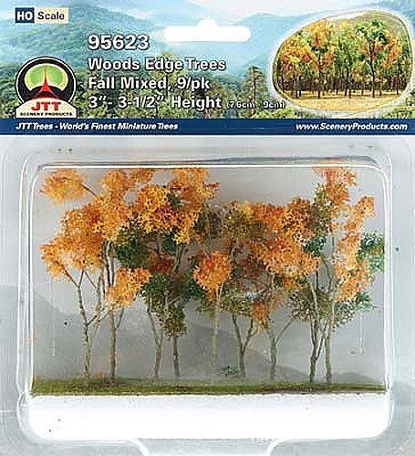 JTT Mixed Fall Woods edge tree 3'' - 3.5'' (9) - HO Scale Model Railroad
