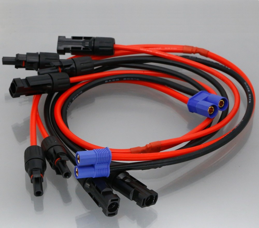Battery Adapter EC8 to Y-Split Solar Panel 2x MC 4mm Connector 8AWG 2~6' PV Wire