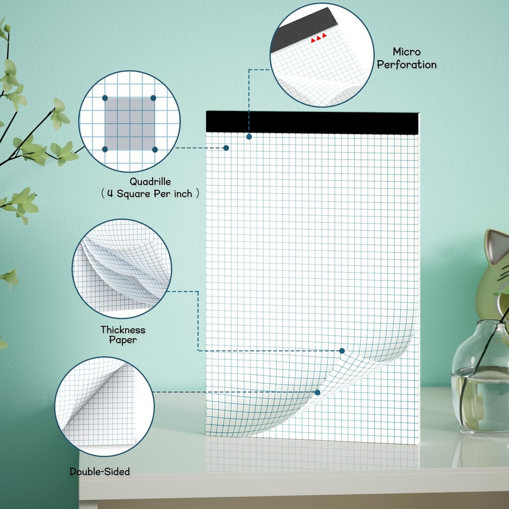 11x17 Graph Paper Pad - 30 Sheets 4x4 Grid for Engineers & Designers