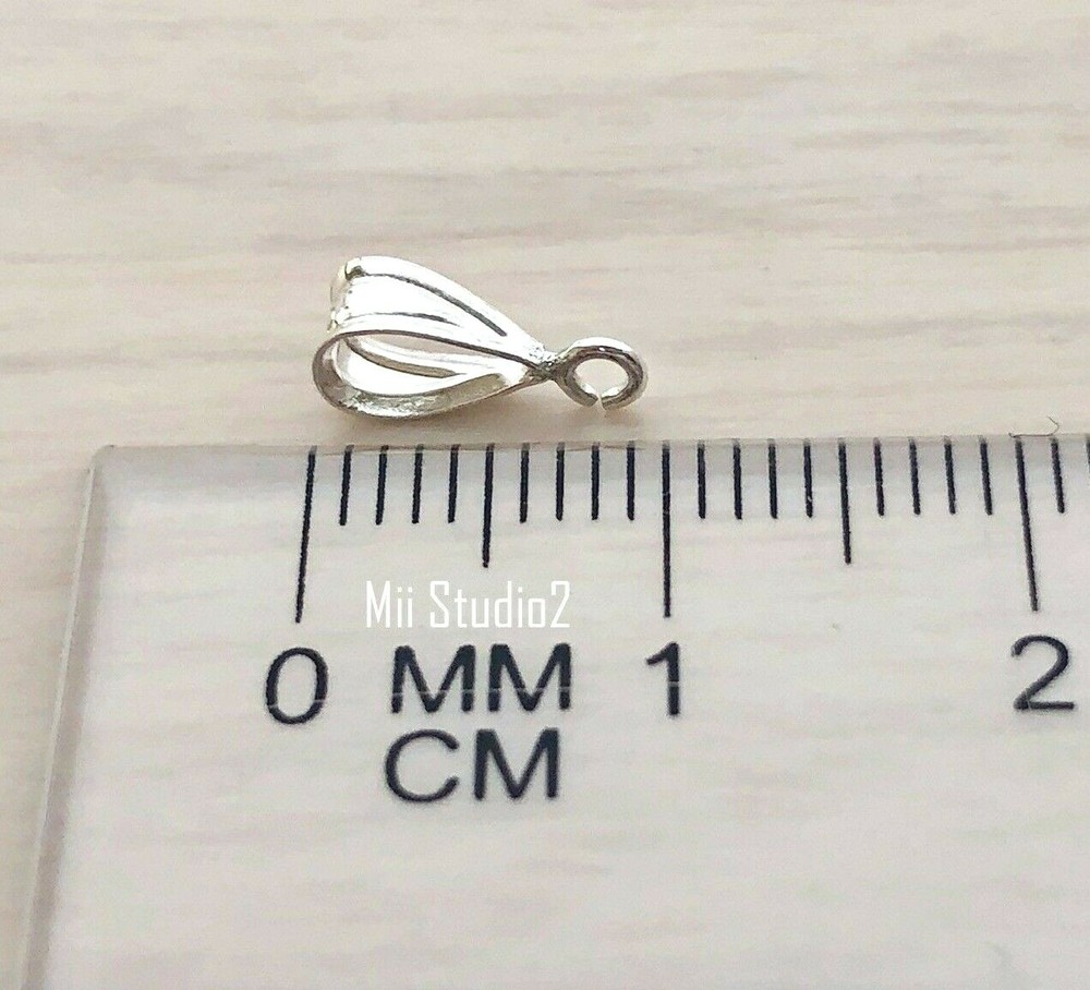 Small Bail with Open Parallel Ring, 925s/s Open Loop Pendant Charm Holder B03s