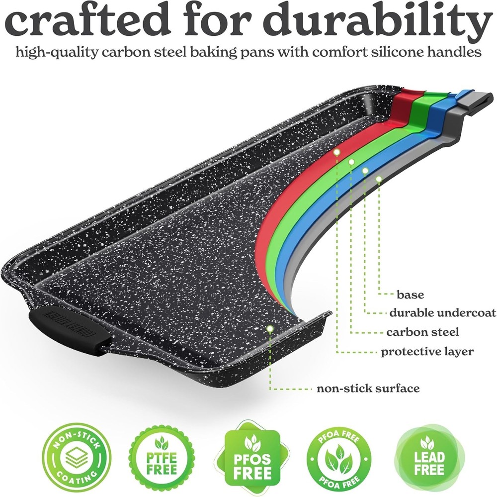 Country Kitchen Nonstick Stackable Bakeware Set Black, 4 Pcs