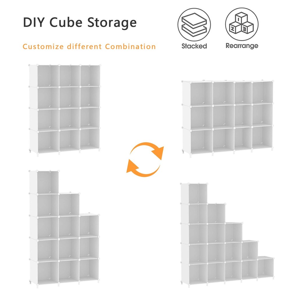Cube Storage Organizer Storage 12 Cube Bookshelf DIY Plastic Closet Clothes S...