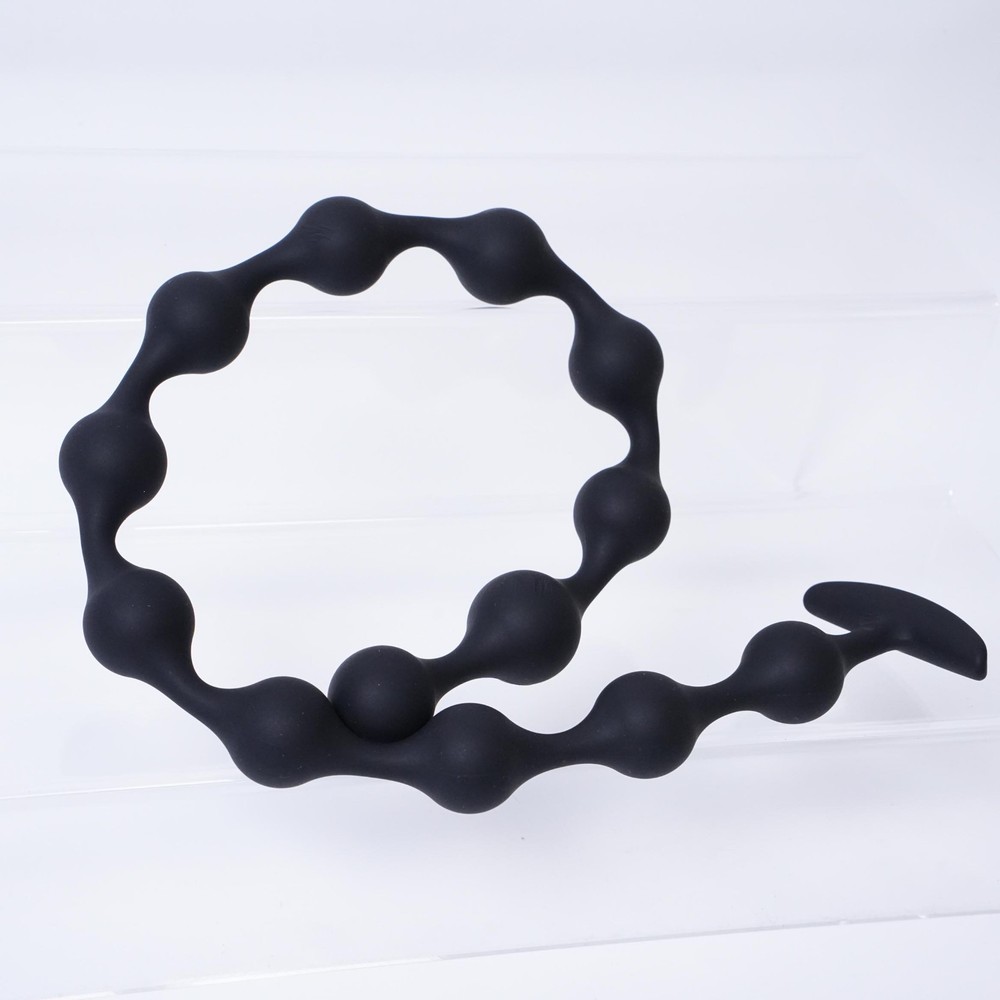 Soft Silicone Beads Plug Long Black Balls Plug Extreme Spreader Dilator