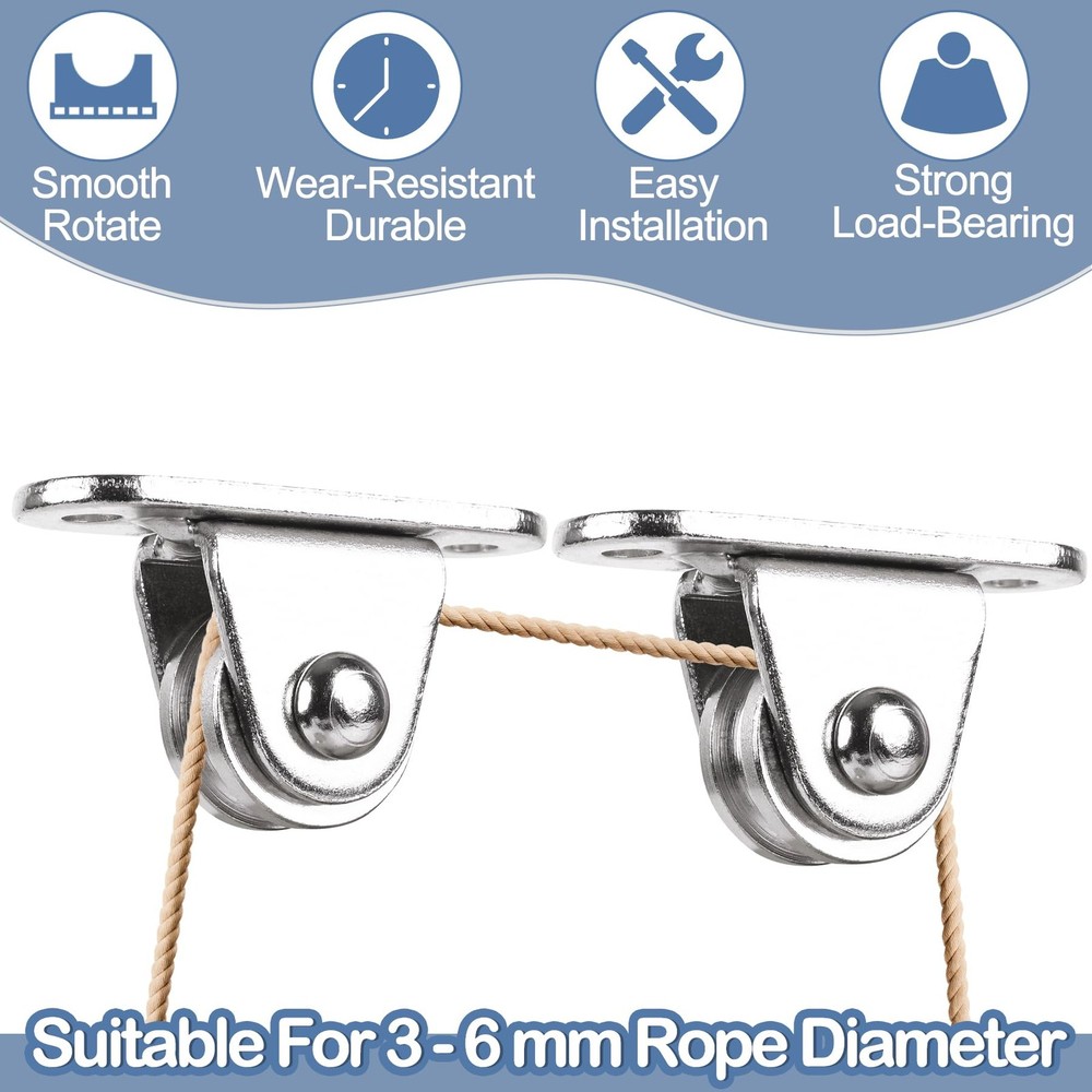 Small Pulley Block 1" Mini Duplex Roller Frictionless Silent 2 Pack