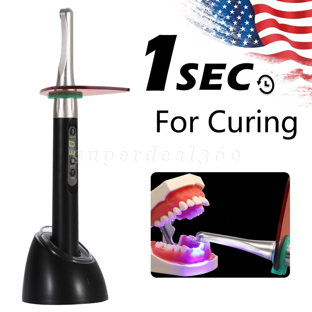 Woodpecker Style Dental iLED Wireless Curing Light Lamp 1 Second Cure Black