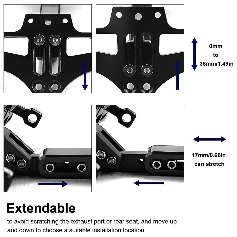 Universal Motorcycle License Plate Tail Tidy Frame Bracket Holder with LED Light