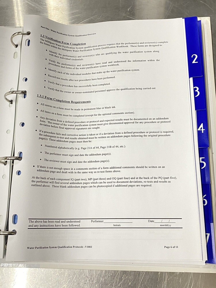 Millipore Water Purification System- Users Guide / Instruction Book / Manual