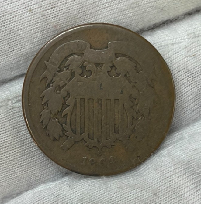 1864 US 2 Cents Piece Coin
