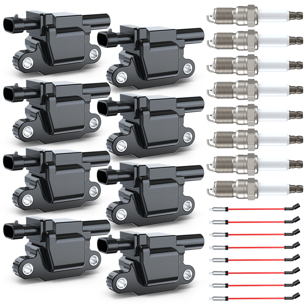 8X High Performance Ignition Coil & Spark Plug & Wire For Chevy GMC 5.3 6.2L