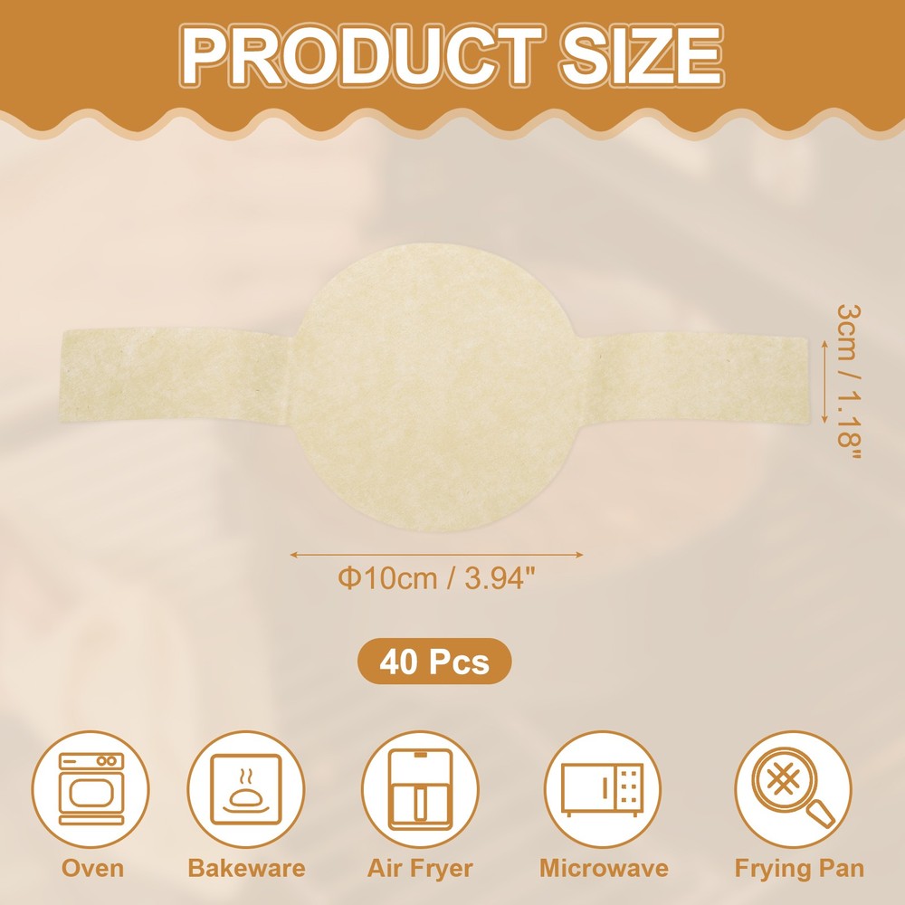 40 Sheets Parchment Paper Rounds, 4" Circle Baking Sheets, Brown