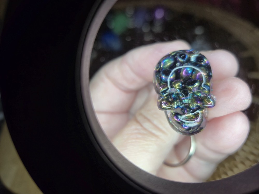Resin Skull Keychains Brightly Colored , Comes in Multiple Designs